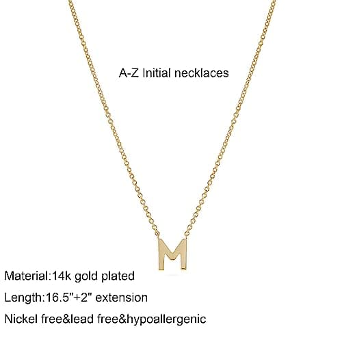 14k Gold Plated Dainty Initial Letter Pendant Choker for Women