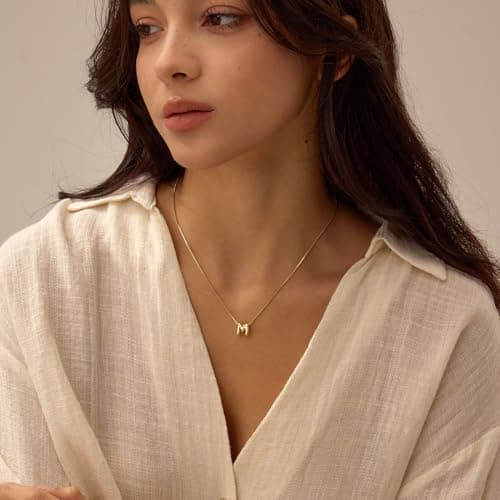 Lisitine Bubble Gold Initial Necklace Personalized Women's Gold Pendant Choker