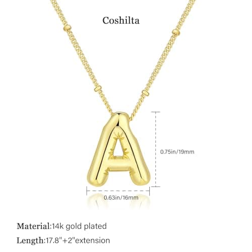 Coshilta Sterling Silver Balloon Initial Pendant Necklace for Women