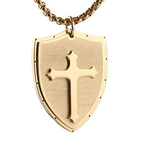 HZMAN Shield of Faith Cross Pendant Necklace