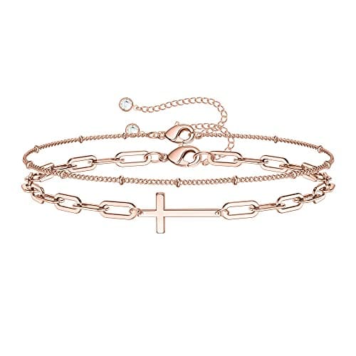 Turandoss Women's 14K Gold Plated Evil Eye Layered Bracelet