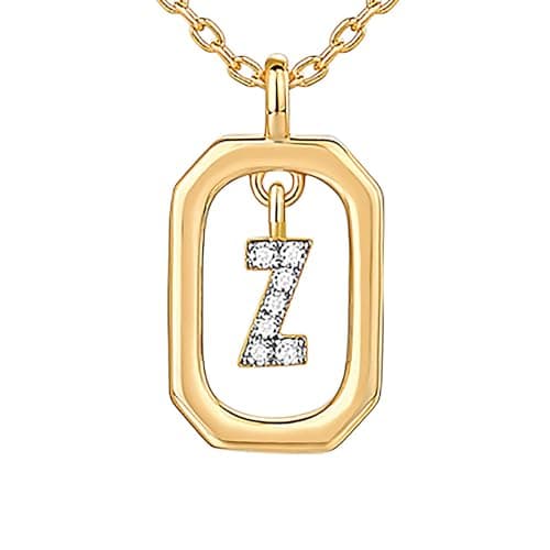 PavoI 14K Gold Plated CZ Letter Pendant Necklace for Women