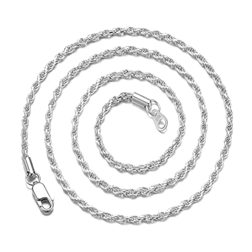 Stainless Steel 925 Silver Twist Rope Necklace 14-30 Inches