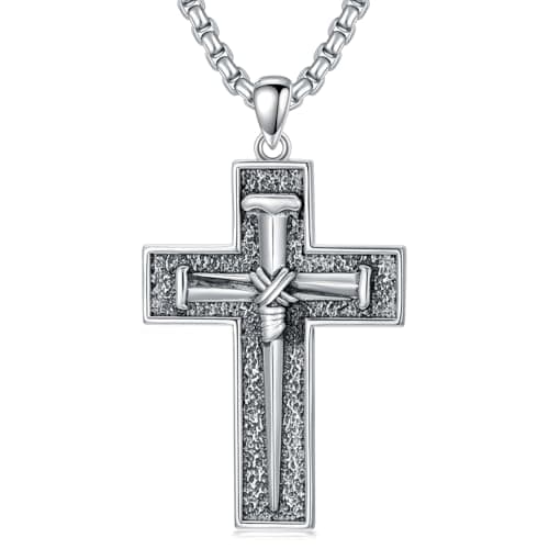 MEIDERBO 925 Sterling Silver 3 Nail Cross Pendant Men's Jewelry
