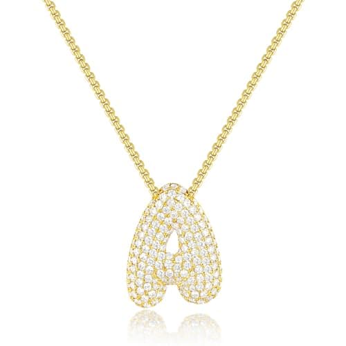 KissYan 14K Gold Plated Balloon Initial Pendant Necklace for Women