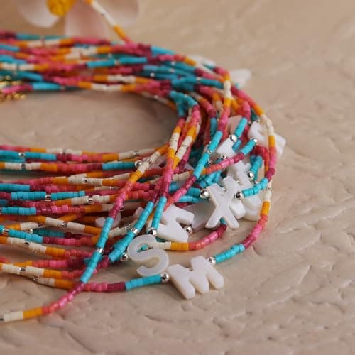 Agriajun Boho Personalized Heart Star Choker Necklaces for Women Seed Beads Jewelry Gift