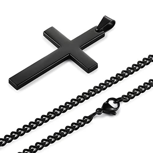 Bluelans 316L Stainless Steel Cross Pendant Necklace | Silver/Gold/Black_chain Easter Birthday Christmas Thanksgiving Va