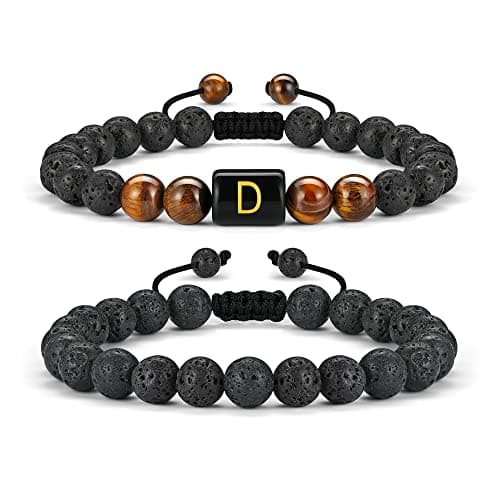 FOCOOG Men's Gold & Silver Initial Bracelet - Custom Adjustable Gift for Him Husband Dad