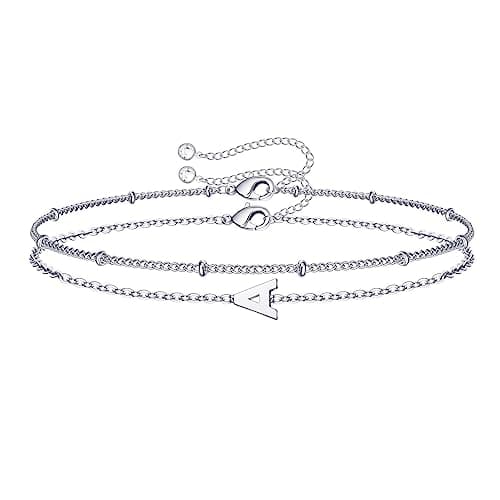 M MOOHAM Initial Bracelets for Women - Personalized Gold Letter Charm Jewelry