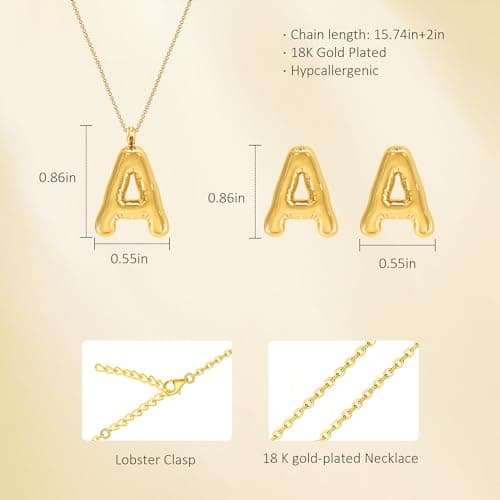 GIFT4U 18K Gold Plated Letter Necklace for Women