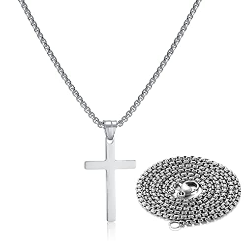 Stainless Steel Cross Necklace for MenSilver Cross Pendant Gifts