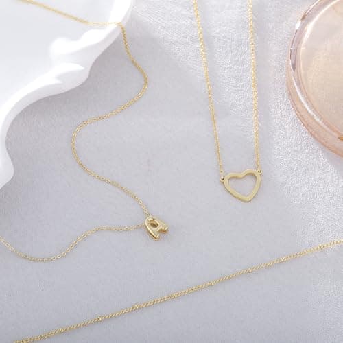 Coshilta Women's Trendy Heart Letter 14k Gold Plated Layered Necklace