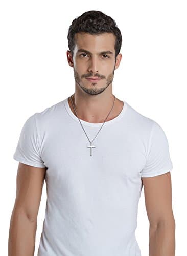Reve Reve Simple Stainless Steel Silver Tone Cross Pendant Necklace 20-22 Inches