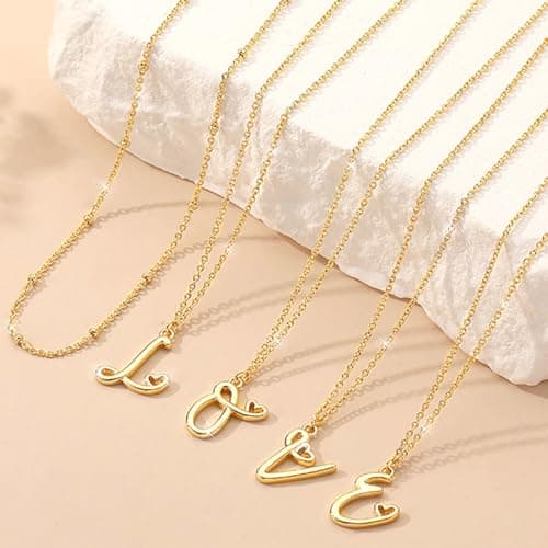 Bellino Mothers Day Gold/Silver Initial Heart Pendant Necklace for Women