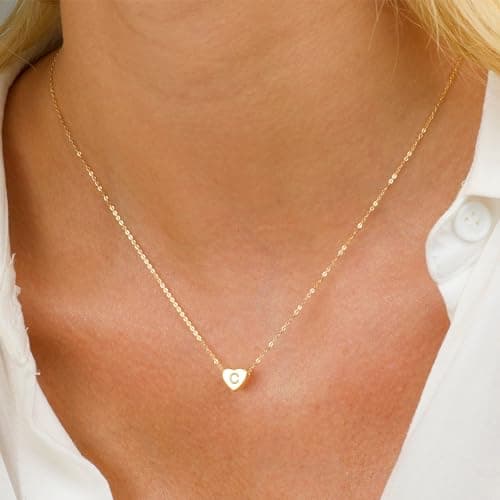 Turandoss Heart Initial Necklace - Personalized 14K Gold Filled Jewelry for Women