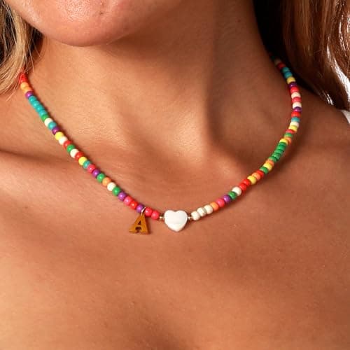RINTOLER Gold Initial Stainless Steel Heart Shell Choker Necklace for Women