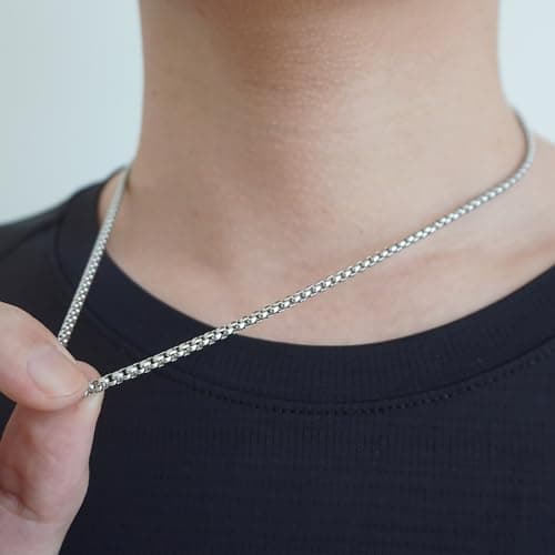 Lamciaga 5mm Silver Gold Stainless Steel Chain Necklace, 18"/20"/24" for Men Boys Women