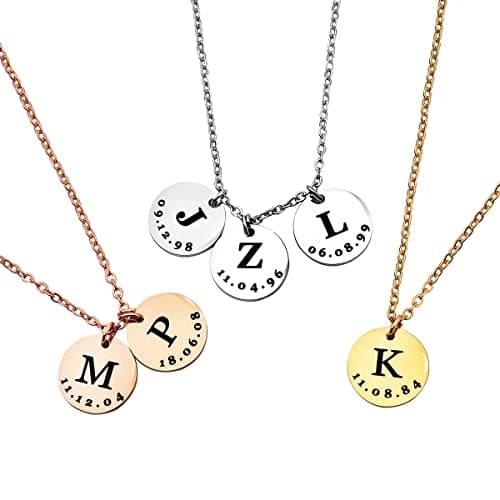 Caramel Personalized Initial Coin Necklace for Women | Custom Stainless Steel Pendant