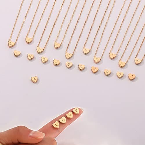 Hidepoo 14K Gold Filled Heart Initial Necklaces for Girls