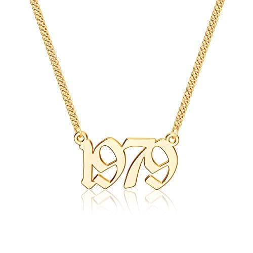 Ursteel Personalized Birth Year Necklace, 18K Gold Plated