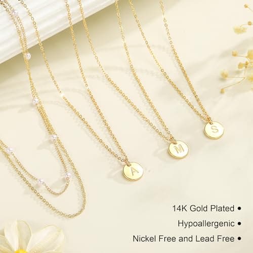 Turandoss Layered Gold Pearl Necklaces for Women