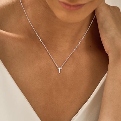 Hayopi Dainty Silver Initial Necklace for Women