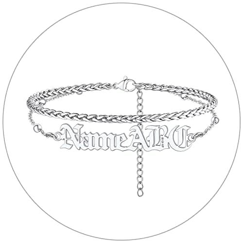 FindChic Stainless Steel Ankle Chain Bracelets, Cuban Curb/Figaro/Box Links, Adjustable Anklet