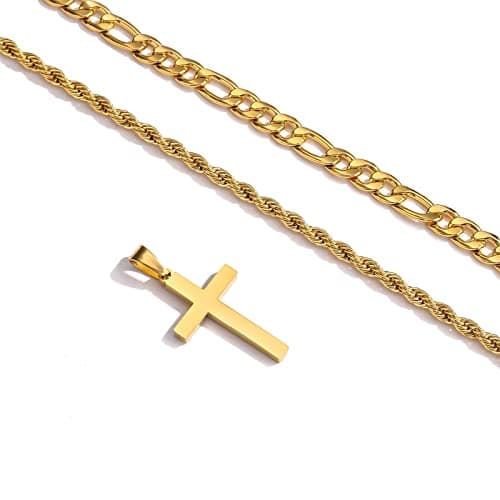 P. BLAKE Men & Boys Layered Cross Choke Necklace with Figaro Chain Jewelry