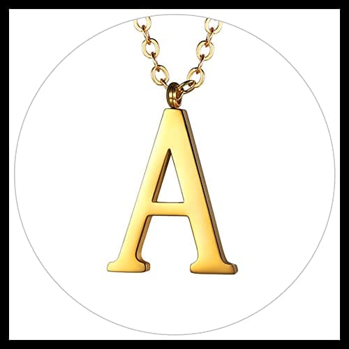 PROSTEEL Women's Trendy Gold Plated Black 316 Stainless Steel Initial Necklace, Adjustable 20-22"imentierten Mineralwass