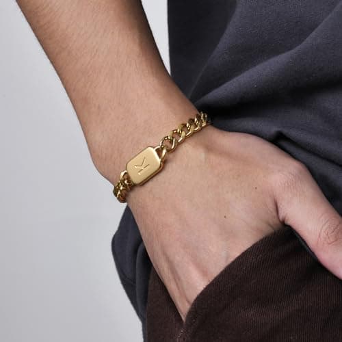 VNOX Men's Adjustable Stainless Steel Letter Bracelet Gifts