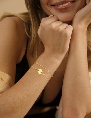 KAERUN Gold Filled Initial Bracelets for Women Personalized Gifts