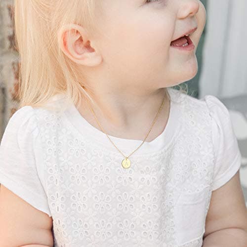 Valloey Rover 14K Gold Plated Women's Personalized Initial Necklace Round Coin Pendant
