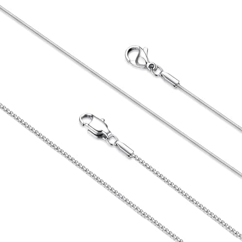 Lolis Silver Hypoallergenic Snake Chain Necklace - 1mm Thin & Strong, 16-30 Inch