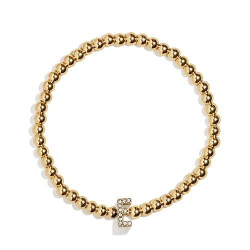BaubleBar Pisa Stretch Bracelet - Personalized Gold-Plated Vertical Pave Initial Jewelry for Women
