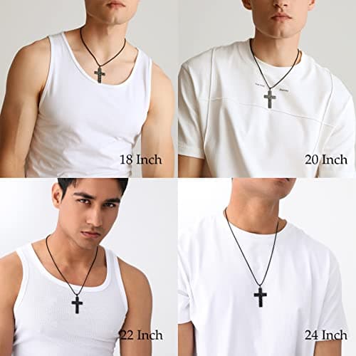 Men's Neriku Black Cross Stainless Steel 18K Gold Plated American Flag Pendant Necklace 18"-24" Jewelry