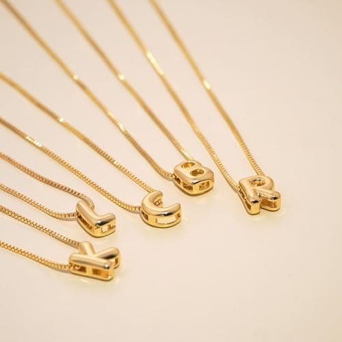 Lisitine Bubble Gold Initial Necklace Personalized Women's Gold Pendant Choker