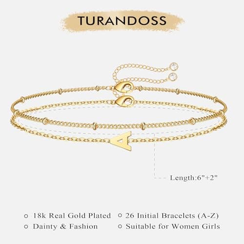 Gold Plated Initial A-Z Letter Bracelets for Women Gift