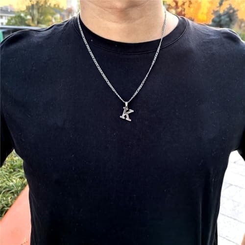 Kelisto Gold Initial Necklace 14K Gold Tone Figaro Chain A-Z Alphabets