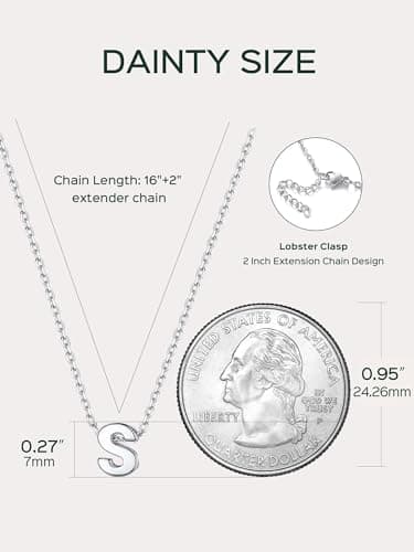 Chic Silver 925 Sterling Initial Necklace for Women, Personalized Gift (with Box)