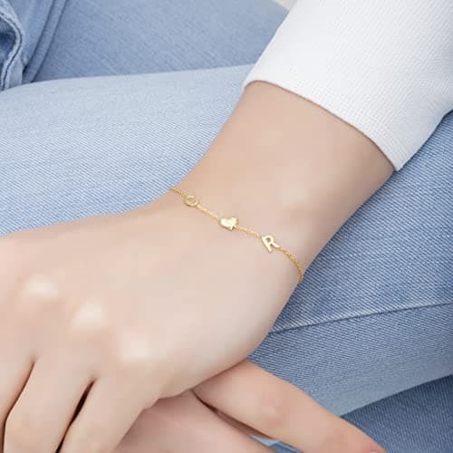 SilveristicJewelry 925 Sterling Silver Initial Bracelet for Mom & Her, Custom Letter Gift