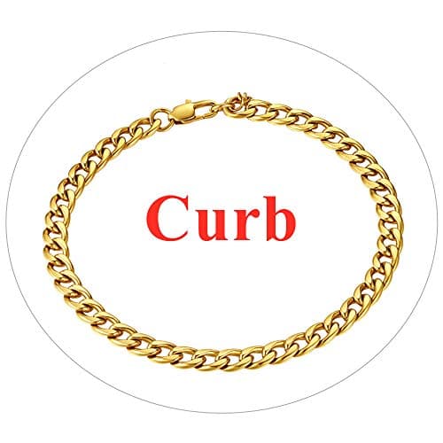 FindChic Stainless Steel Ankle Chain Bracelets, Cuban Curb/Figaro/Box Links, Adjustable Anklet
