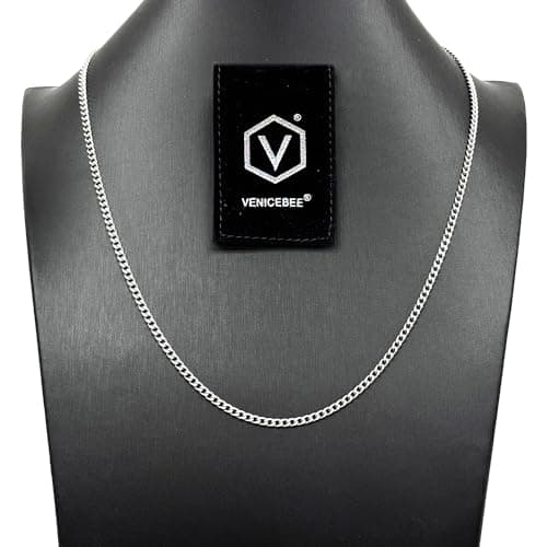 VENICEBEE Best Hypoallergenic 316L Surgical Steel Curb Chain Necklace, 24" Long, 3.3mm Wide