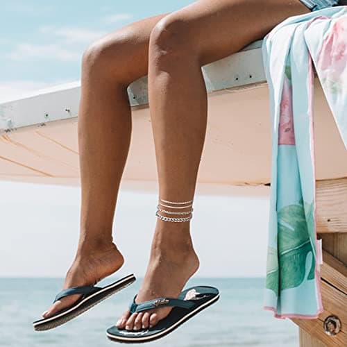 HANPABUM Stainless Steel Boho Layered Anklet Summer Foot Jewelry