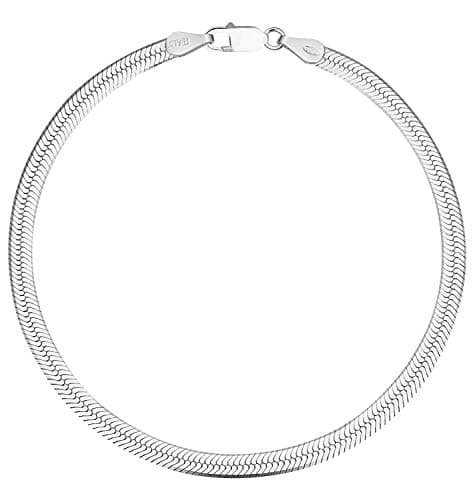 Savlano 925 Sterling Silver Solid Italian Figaro Anklet for Women, 0.8mm-5mm, Gift Box Included