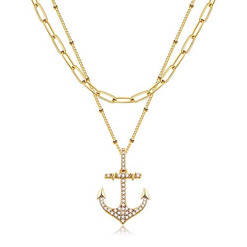 MEVECCO Handmade 18k Gold Plated Heart Arrow Layered Choker Necklace for Women