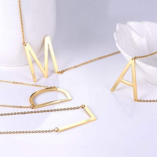 Alphabet A-Z Stainless Steel Choker for Women, Gold Plated CZ Jewelry, Gift Box Packed