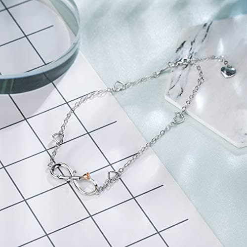 BlingGem Women's Sterling Silver Rose Gold Infinite Anklet Necklace Summer Jewelry Gift