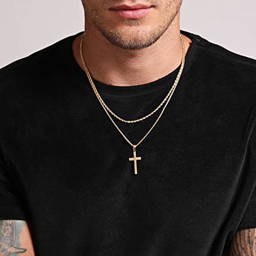 Men's Stainless Steel Cross Pendant Necklace