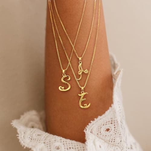 Freekiss Gold Heart Initial Necklace for Women