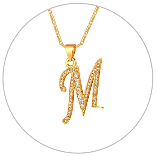 Alphabet A-Z Stainless Steel Choker for Women, Gold Plated CZ Jewelry, Gift Box Packed